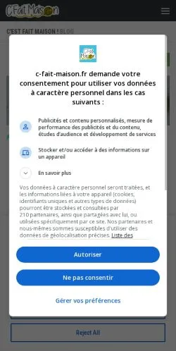 Vista previa del sitio C'est Fait Maison, medio de Francia para artículos patrocinados