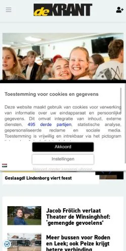 Sponsorlu makaleler için Hollanda medyası De Krant sitesinin önizlemesi