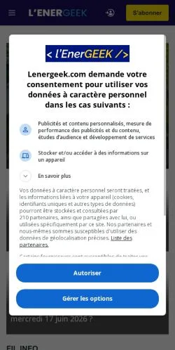 Anteprima del sito L'Energeek, media di Francia per articoli sponsorizzati