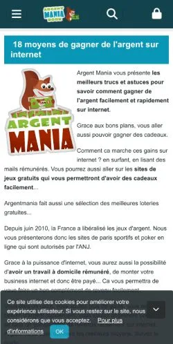 Vorschau der Website Argentmania, Medium aus Frankreich für gesponserte Artikel