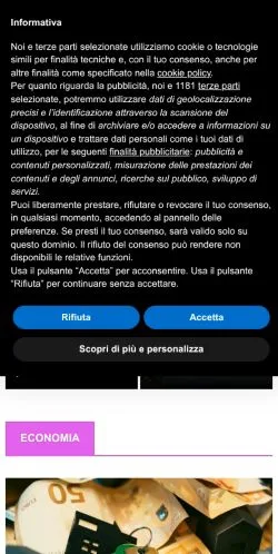 スポンサード記事向けのイタリアメディア、TorinoFreeのサイトプレビュー