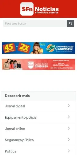 Anteprima del sito SF Notícias, media di Brasile per articoli sponsorizzati