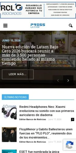 Anteprima del sito PressLatam, media di Stati Uniti per articoli sponsorizzati