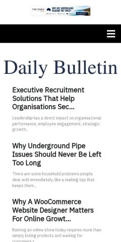 Anteprima del sito Daily Bulletin, media di Australia per articoli sponsorizzati