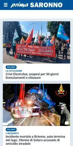 Anteprima del sito Prima Saronno, media di Italia per articoli sponsorizzati