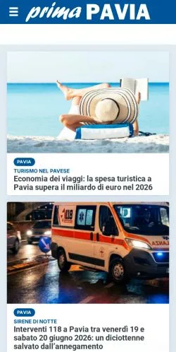 Vista previa del sitio Prima Pavia, medio de Italia para artículos patrocinados