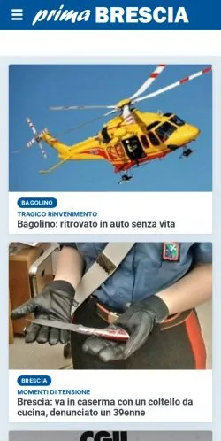 Anteprima del sito Prima Brescia, media di Italia per articoli sponsorizzati