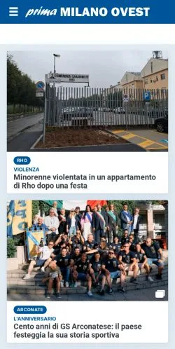 Anteprima del sito Prima Milano Ovest, media di Italia per articoli sponsorizzati