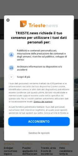 Anteprima del sito Trieste, media di Italia per articoli sponsorizzati