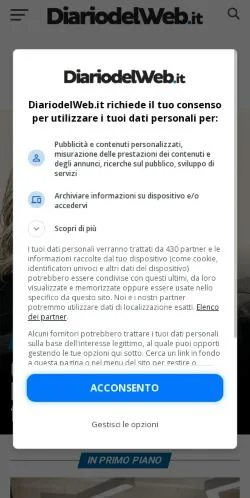 Anteprima del sito DiariodelWeb, media di Italia per articoli sponsorizzati