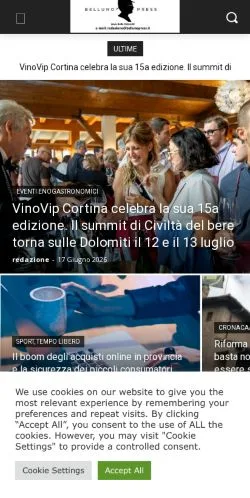 Anteprima del sito Bellunopress Dolomiti, media di Italia per articoli sponsorizzati