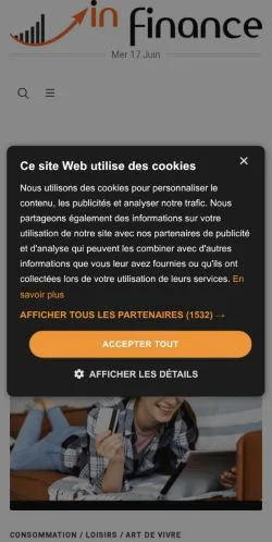 スポンサード記事向けのフランスメディア、InFinanceのサイトプレビュー