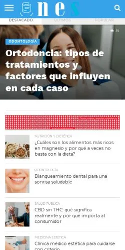 Anteprima del sito Noticias En Salud, media di Spagna per articoli sponsorizzati
