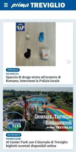 Anteprima del sito Prima Treviglio, media di Italia per articoli sponsorizzati