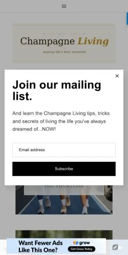 Anteprima del sito Champagne Living, media di Stati Uniti per articoli sponsorizzati