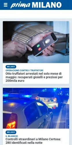 Podgląd witryny Prima Milano, medium z kraju Włochy do artykułów sponsorowanych