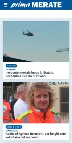 Pré-visualização do site Prima Merate, meio de Itália para artigos patrocinados