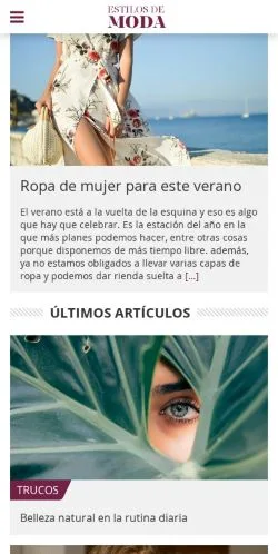 Anteprima del sito Estilos De Moda, media di Spagna per articoli sponsorizzati