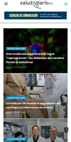 스폰서 기사용 스페인 매체 Salud A Diario 사이트 미리보기