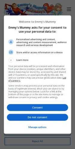 Anteprima del sito Emmy's Mummy, media di Regno Unito per articoli sponsorizzati