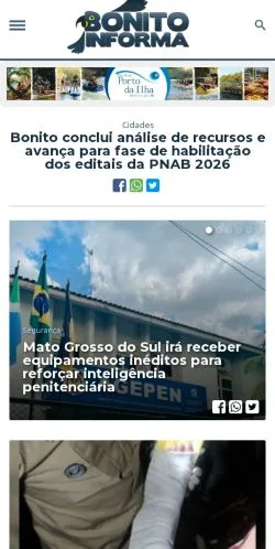 스폰서 기사용 브라질 매체 Bonito Informa 사이트 미리보기