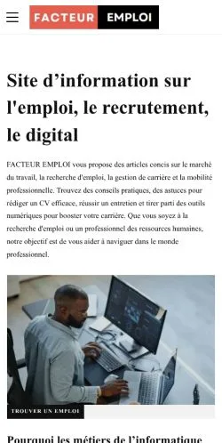 Pré-visualização do site Facteur Emploi, meio de França para artigos patrocinados