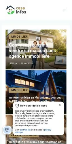 Anteprima del sito Casa Infos, media di Francia per articoli sponsorizzati
