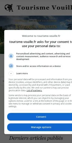 Anteprima del sito Tourisme Vouille, media di Francia per articoli sponsorizzati
