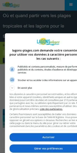 Podgląd witryny Lagons Plages, medium z kraju Francja do artykułów sponsorowanych