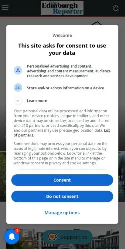 Anteprima del sito The Edinburgh Reporter, media di Regno Unito per articoli sponsorizzati