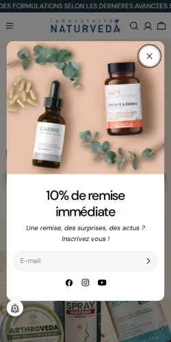 Anteprima del sito Naturveda, media di Francia per articoli sponsorizzati