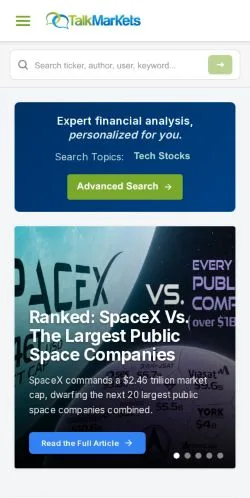 Aperçu du site TalkMarkets, média de États-Unis pour articles sponsorisés