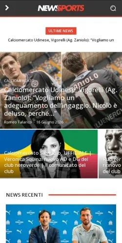Podgląd witryny news-sports, medium z kraju Włochy do artykułów sponsorowanych