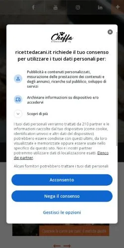 Voorbeeld van de site Ricette Da Cani, medium uit Italië voor gesponsorde artikelen