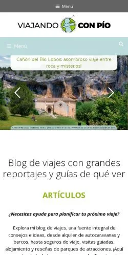 Anteprima del sito Viajando con Pío, media di Spagna per articoli sponsorizzati