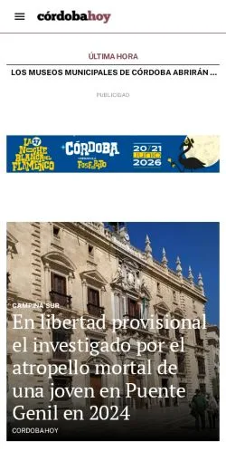 Anteprima del sito Cordoba Hoy, media di Spagna per articoli sponsorizzati