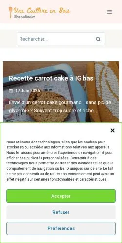 Anteprima del sito Une Cuillère En Bois, media di Francia per articoli sponsorizzati