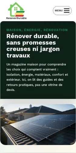 Aperçu du site RenoverDurable, média de France pour articles sponsorisés