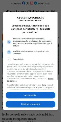 Anteprima del sito Crotone24News, media di Italia per articoli sponsorizzati