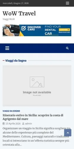 Anteprima del sito WoW Travel, media di Italia per articoli sponsorizzati