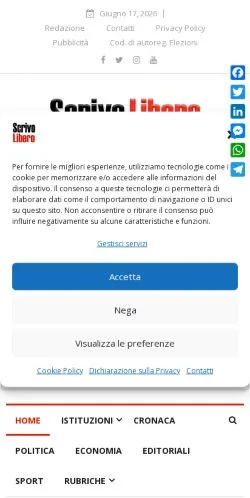Anteprima del sito Scrivo Libero News, media di Italia per articoli sponsorizzati