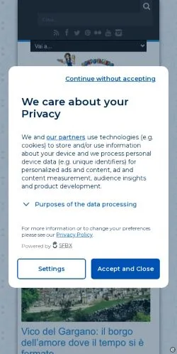 Anteprima del sito MondoVagando, media di Italia per articoli sponsorizzati