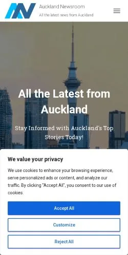 Anteprima del sito Auckland Newsroom, media di Stati Uniti per articoli sponsorizzati