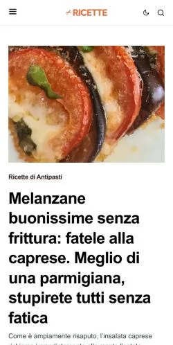 Podgląd witryny Più Ricette, medium z kraju Włochy do artykułów sponsorowanych