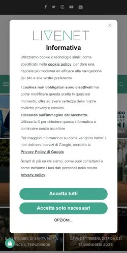スポンサード記事向けのイタリアメディア、Livenetのサイトプレビュー