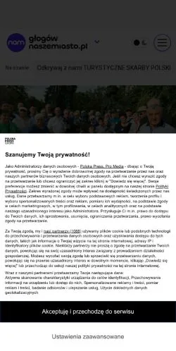 Anteprima del sito Głogów Nasze Miasto, media di Polonia per articoli sponsorizzati
