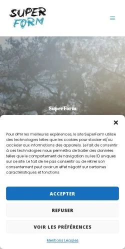 Pré-visualização do site SuperForm, meio de França para artigos patrocinados