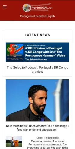 스폰서 기사용 영국 매체 PortuGoal 사이트 미리보기