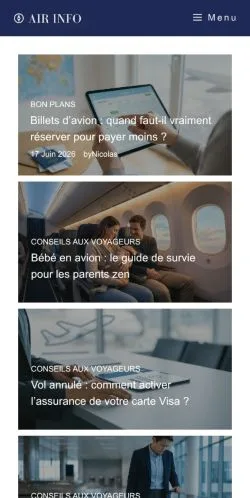 Podgląd witryny Air Info Voyageurs, medium z kraju Francja do artykułów sponsorowanych