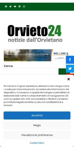 Podgląd witryny Orvieto24, medium z kraju Włochy do artykułów sponsorowanych